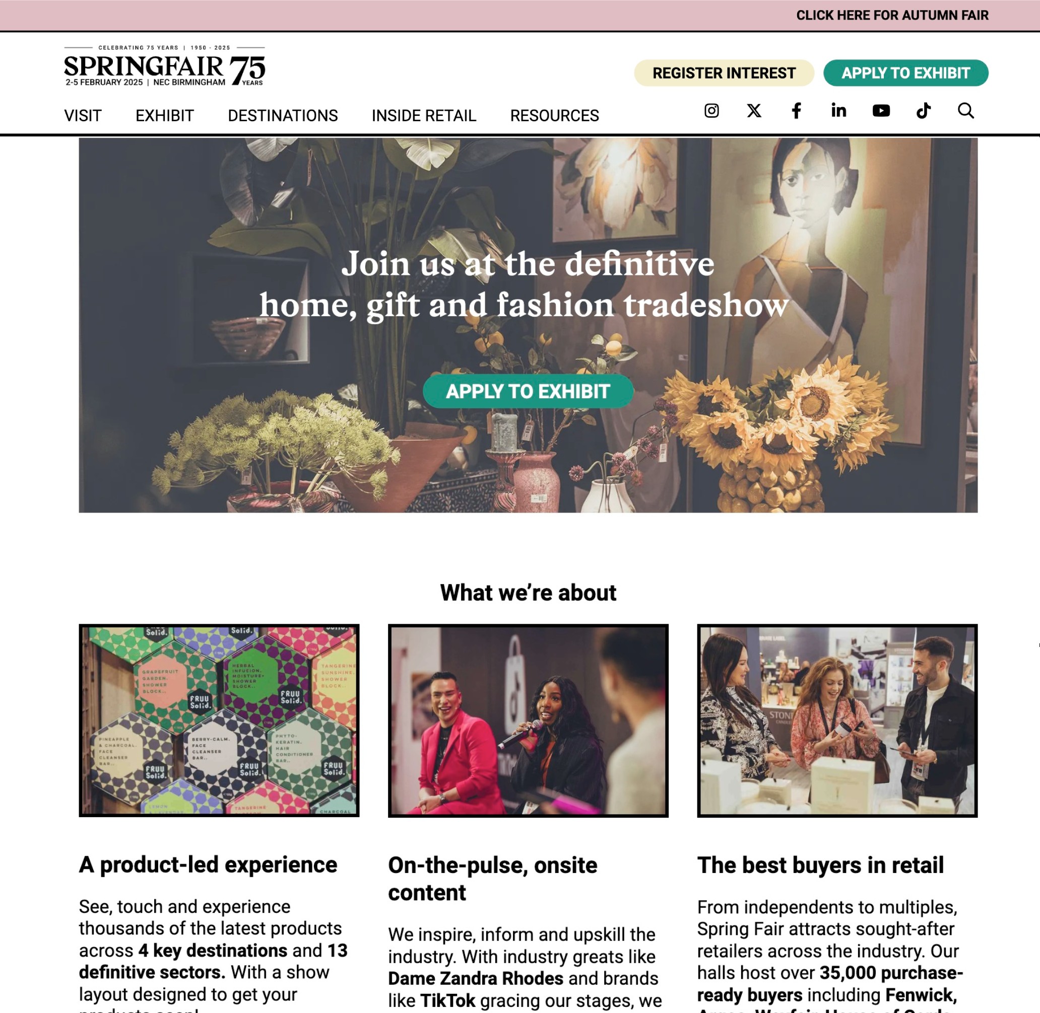 springfair_web Springfair home page screenshot for extra front-end section